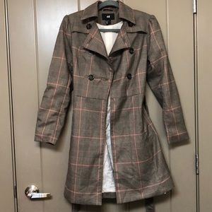 Plaid trench coat